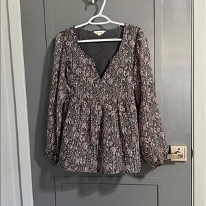 Lucky Brand Dark Floral Blouse